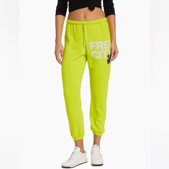 Freecity Superfluff Lux OG Sweatpants Neon Yellow/Green Drawstring Pants Small - Picture 1 of 16